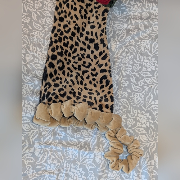 Oi San Francisco VINTAGE Velvet Christmas Stocking LEOPARD High Heel Rose Diva - Picture 5 of 12